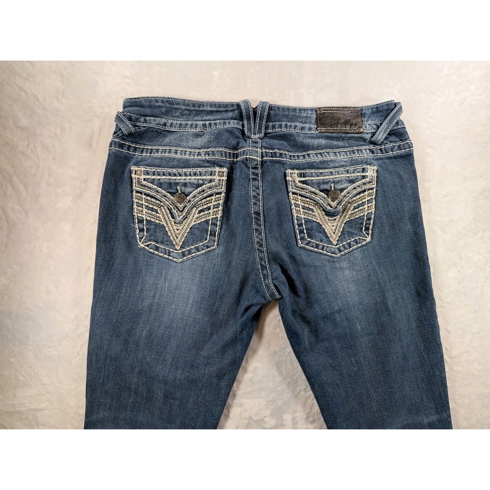 Vigoss Women Jeans Size 11 / 12 Medium Thick Stitch Embroidered Boot Flap Pocket - Picture 4 of 13